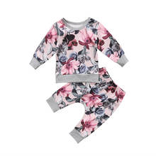 0-24M Spring Fall Newborn Baby Girls Clothes Long Sleeve O-Neck Pullover Floral Print T Shirt Tops Pants Outfit 2024 - buy cheap