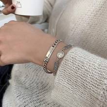 Ins Advanced Smile Square Card Letter Bracelet For Women Couple Trendy Birthday Party Gift Fine Punk Jewelry 2024 - buy cheap