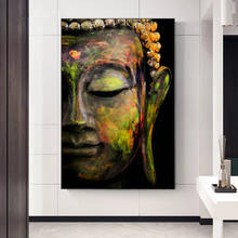 Modern Abstract Buddha Face Canvas Prints Buddhism Canvas Paintings Religious Wall Art for Living Room Decoration 2024 - buy cheap