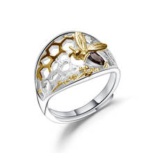 Anel de colmeia em prata esterlina 925 para mulheres, anel de quartzo esfumaçado natural, feito à mão 2024 - compre barato