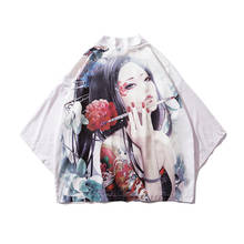 Kimono de Cosplay japonés para hombre, ropa de calle Haori, Yukata Geisha, camisa con estampado de belleza, ropa asiática, cárdigan, 2019 2024 - compra barato