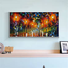 Abstract Wall Art On Canvas Rain Night Landscape Painting Romantic Evening Wall Pictures for Living Room Kitchen Bedroom Decor 2024 - buy cheap