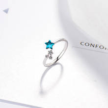 Fashion Silver color Ocean Blue Crystal Little Star with Micro CZ Opening Rings For Women Girl Wedding Jewelry anillos 2024 - buy cheap