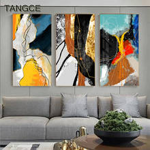 Abstract Black Line Canvas Golden Blue Color Block Wall Art Luxury Print Painting Nordic Poster Picture Modern Living Room Decor 2024 - buy cheap