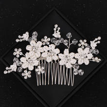 Silver Color Flower Hair Combs Pearl Jewelry Women Rhinestones Hairpins For Bridal Hair Ornament Handmade Wedding Accessories 2024 - buy cheap