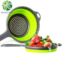 Duolvqi складной дуршлаг, корзина для мытья фруктов и овощей, сетчатый кухонный инструмент, складной дуршлаг с ручкой 2024 - купить недорого