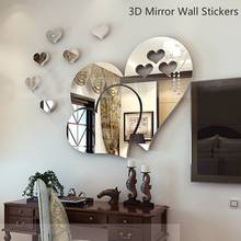 5 Colors 3D Mirror Heart Wall Decal Stickers Lovely DIY Home Art Mural Decoration Room 2024 - buy cheap