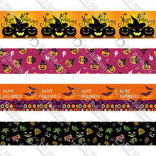 Personalizado dia das bruxas impresso grosgrain & inimigo diy materiais artesanais fitas de fita de envoltório de presente de casamento de halloween 50 metros 2024 - compre barato