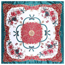 Bowknot floral marca inverno lenço de seda feminino lenço de lenço de lenço de moda feminina para senhoras hijab cachecóis 2024 - compre barato