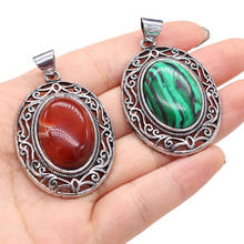 Natural Stone Alloy Pendant Lace Egg Shaped Semi-Precious For Jewelry Making DIY Necklace Bracelet Accessory 2024 - buy cheap