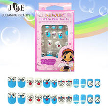 24pcs False Nails Kid Short Fake Nails With Glue Full Cover Cartoon Bell False Nail Art Tips For Children Pre-glue Design 2024 - buy cheap