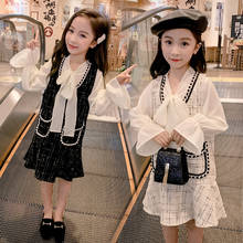 Girls Clothing Sets Autumn Winter Children's Clothing Set Bowtie Long Sleeve Shirt + Dress 2 PCS Girls Clothes Suit 3-14Y 2024 - buy cheap