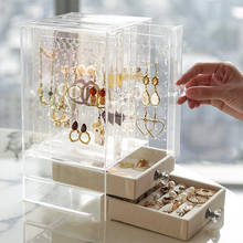 Caixa de armazenamento de jóias, acrílico transparente, brinco, estante, exibição, orelha, parafuso, jóias, suporte, caixa de armazenamento, organizador, exposição 2024 - compre barato