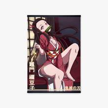 Póster de Demon Slayer Nezuko Japón para decoración del hogar, pintura de Anime, Kimono, chica, impresiones en lienzo, arte de pared, para dormitorio 2024 - compra barato