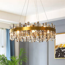Роскошный современный подвесной светильник для фойе, светодиодная лампа с кристаллами K9, золотистый потолочный светильник E14, комнатное освещение, осветительные приборы 2024 - купить недорого