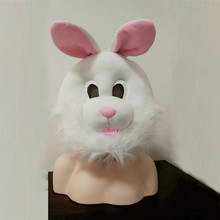 Venda quente coelho da páscoa mascote chapelaria máscara dos desenhos animados cabeça de coelho cosplay halloween vestir-se festa mascote acessórios 2024 - compre barato