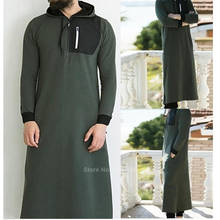 Muslim Dress Islamic Clothing Men Pakistan Robe Saudi Arabia Hodded Clothing Dubai Long Sleeve Solid Abaya Male Thobe Kaftan 2024 - buy cheap