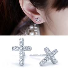 Cross Earrings Stud Mini Crystal Vintage Classic Charm Jewelry Wedding Gift For Women 2022 Fashion Korean Accessories Wholesale 2024 - buy cheap