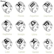 12 колец с созвездием Leo Libra aurus Scorpio, кольцо из нержавеющей стали для мужчин и женщин, мужской браслет на день рождения, подарочные квадратные кольца, ювелирные изделия в стиле панк 2024 - купить недорого