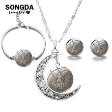 SONGDA-collares de luna de San Valentín para mujer, conjunto de joyería con colgante de protección, Escudo de cristal de cúpula, Talismán, regalo sagrado Cristiano 2024 - compra barato