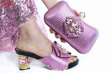 Doershow africanos-zapatos de tacón alto con diamantes de imitación, conjunto de zapatos y Bolsa, verano, para combinar, HLP1-34 2024 - compra barato