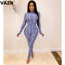 VAZN Top design 2020 sexy lady spring 4 colors long jumpsuit full sleeve zipper fly letters skinny jumpsuit high street jumpsuit 2024 - buy cheap