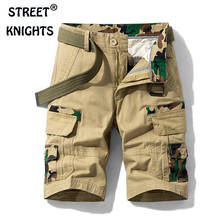 Pantalones cortos de camuflaje con múltiples bolsillos para hombre, Pantalón Cargo militar, color caqui, de algodón, holgado, novedad de verano 2021 2024 - compra barato