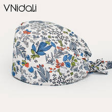 wholesale Unisex scrub caps cotton with button cap pet shop lab work cap dust breathable flowers printing nursing cap 2024 - buy cheap