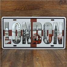 London License Plate Vintage Metal Sign Wall Tavern Home Pub Vintage Plate Wall Poster Decor 15x30CM 2024 - buy cheap