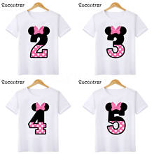 Camiseta con letras de feliz cumpleaños para niñas, ropa con estampado bonito, divertida, número 1-9, HKP2416 2024 - compra barato