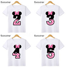 Baby Girls Happy Birthday Letter Bow Cute Print Clothes Children Funny T shirt,Kids Number 1-9 Birthday Present,HKP2416 2024 - buy cheap