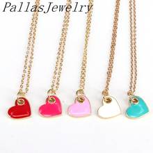 10Pcs, New Fashion Red White Blue Tiny Heart Dainty Necklace Gold Color Chain Choker Necklace For Women Drop oil Pendant Jewelry 2024 - buy cheap