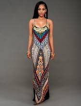 Floral Print Summer Maxi Dress Sexy Women Spaghetti Strap Bodycon Bohemian Beach Dress 2024 - buy cheap