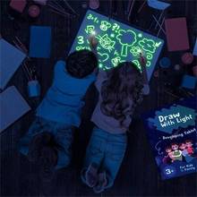 Светящаяся 3d доска для рисования с светильник-Веселая флуоресцентная развивающая игрушка для рисования граффити доска для рисования для детей подарочная игрушка A3 A4 A5 2024 - купить недорого