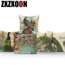 Polyester Vintage Style Lovely Animals Bird Peacock Feather Sofa Home Pillow Cushion Cover for Car Living Room Pillowcase 2024 - buy cheap