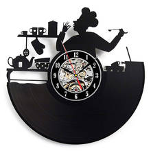 Relógio de parede decorativo vintage para cozinha, talheres com gravação de vinil, relógio de parede de design moderno 2024 - compre barato