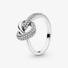 100% 925 Sterling Silver Rings for Women Knotted Heart Ring Clear CZ Silver Jewelry Wedding Party Gift Bague Femme 2024 - buy cheap