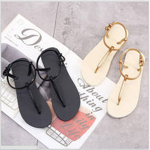 NEW Ladies Sandals hot Summer Flat Sandals Women Simple Bright Color Buckle Studded Beach Shoes Plus Size Open Toe 2024 - buy cheap