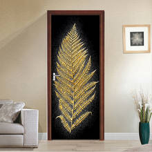 Adesivos de porta com folhas de ouro tropical, moderno, nórdico, mural, papel de parede, adesivo, poster de parede, sala de estar, quarto, decoração de porta, decalque 2024 - compre barato