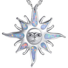 Classic Style Silver Plated Sun Many Colors Opalite Opal Pendant Link Chain Necklace Charm Jewelry 2024 - buy cheap