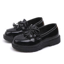 Bekamille-zapatos de cuero con borlas para niña, calzado de fiesta con lazo, talla 31-37, color negro, Otoño, 2019 2024 - compra barato