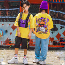 2020 Hip Hop Dance Costumes Kids Yellow T-Shirt Shorts Suit Jazz Modern Dance Costumes For Girls Boys Street Dance Wear DQS4451 2024 - buy cheap