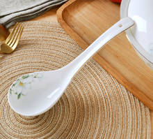 Fine bone china soup spoon, porcelain big ladle for dinner, ceramic serving spoon, kitchen cooking spoon, soup ladle, long scoop 2024 - buy cheap