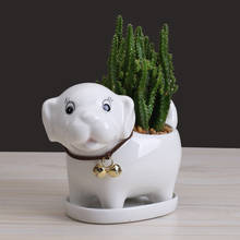 Branco cerâmica cão plantador para suculentas desenhos animados bonito desktop plantas pote decorativo mini vaso de flores casa decoração do jardim 2024 - compre barato