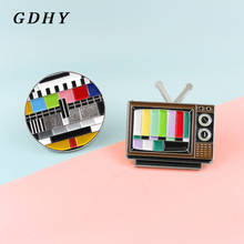 Винтажные эмалированные булавки в форме телевизора GDHY, цветной Радужный экран без сигнала, брошь для телевизора, булавки для женщин и мужчин, сувенирный значок 2024 - купить недорого