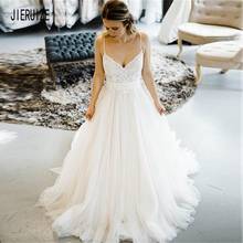 JIERUIZE Spaghetti StrapsWedding Dresses Sleeveless Lace Appliques backless Long Tulle Beach Bridal Dresses Vestido De Noiva 2024 - buy cheap