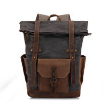 vintage Backpack travel Leather Canvas Men Backpack School Bag Military Backpack Women Rucksack Male Knapsack Bagpack Mochila 2024 - buy cheap