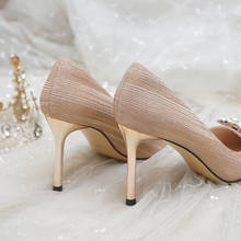 2020 novos sapatos de noiva pode geralmente usar sapatos de salto alto sapatos de dama de honra de salto fino sapatos de cristal de casamento 2024 - compre barato