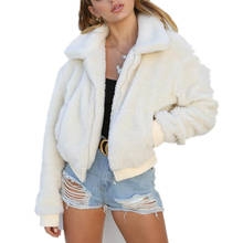 Faux Fur Coat Women Fuzzy Fleece Jacket Collar Zipper Outwear Soft Thick Shaggy Teddy Overcoat Casual Fluffy Warm Winter 2024 - buy cheap