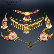 Conjunto de accesorios indios para danza del vientre, accesorio de danza del vientre, collar de diamantes de imitación para mujer, pendientes, conjunto de joyería 2024 - compra barato